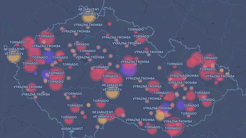 Unikátní mapy: Tornáda v Česku a Evropě od středověku do současnosti